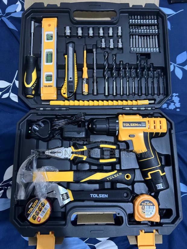 Cordless Drill Tool Sets Tolsen 65pcs Household Tools Set Drills - thumbnail 3