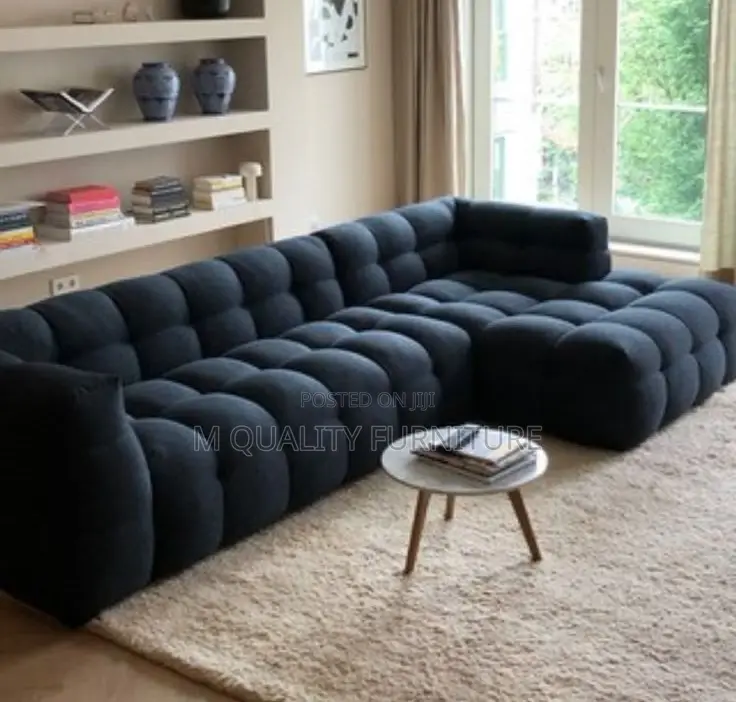 Navy Blue 7 Seater Bubble Sofa