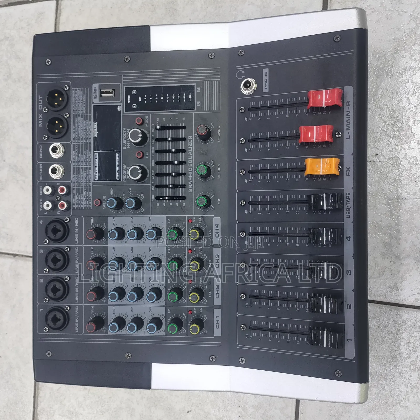 4 Channels Pro Powered Mixer With Usb Bluetooth