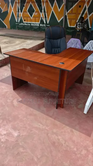 Leather Black Office Chair and Lshape Study Table