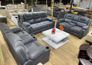 Gray 7 Seater Semi Recliner Sofa Set