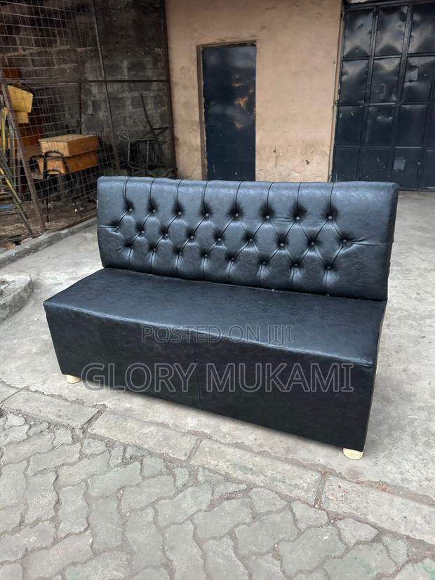 Black Leather 5ft Restaurant Couch - main view
