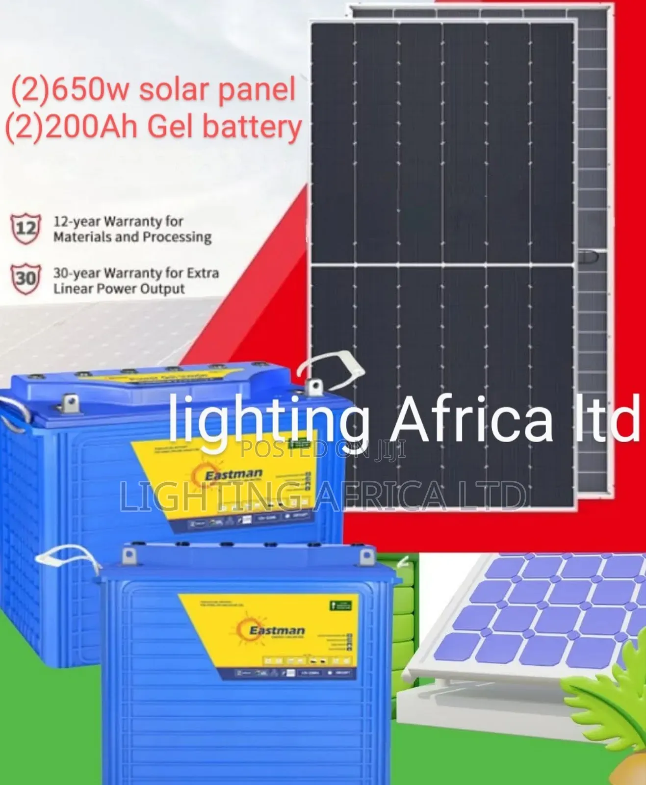 Top Quality (2)200ah Gel Batteries - (2)650w All Weather Solar