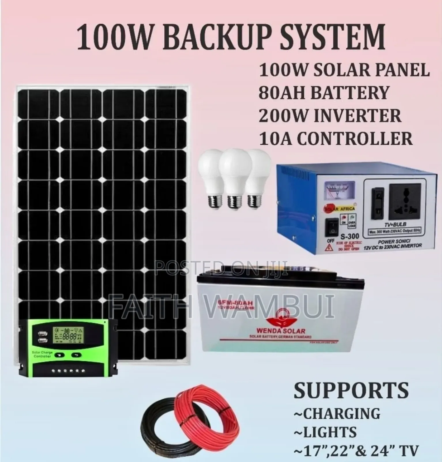 100w Full Kit Solar Panel/Solar Backup 100w Fill Kits System