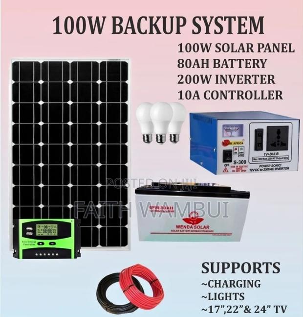 100w Full Kit Solar Panel/Solar Backup 100w Fill Kits System - main view