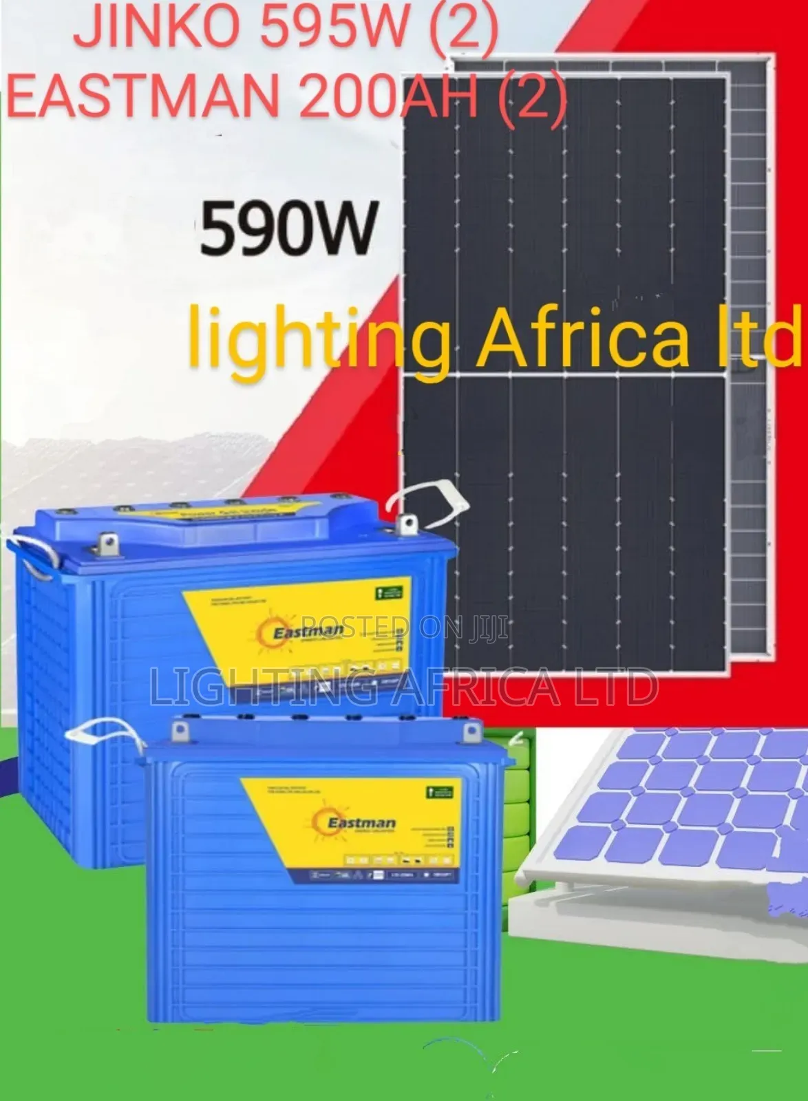 (2) 590 Watts Bifacial Solar Panels -(2) 200ah Eastman Gel Batteries