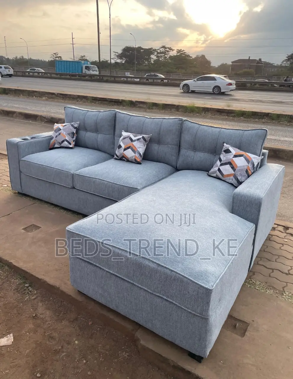 Gray Timeless 6 Seater L Seat Sofa