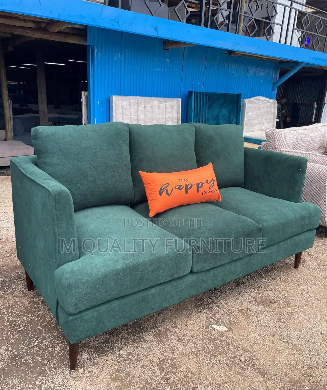 Green 3 Seater Modern Sofa