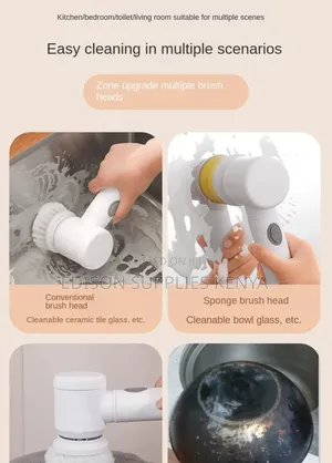 5 In1 Clean Spin Brush Usb Rechargeable for Kitchen Bathroom