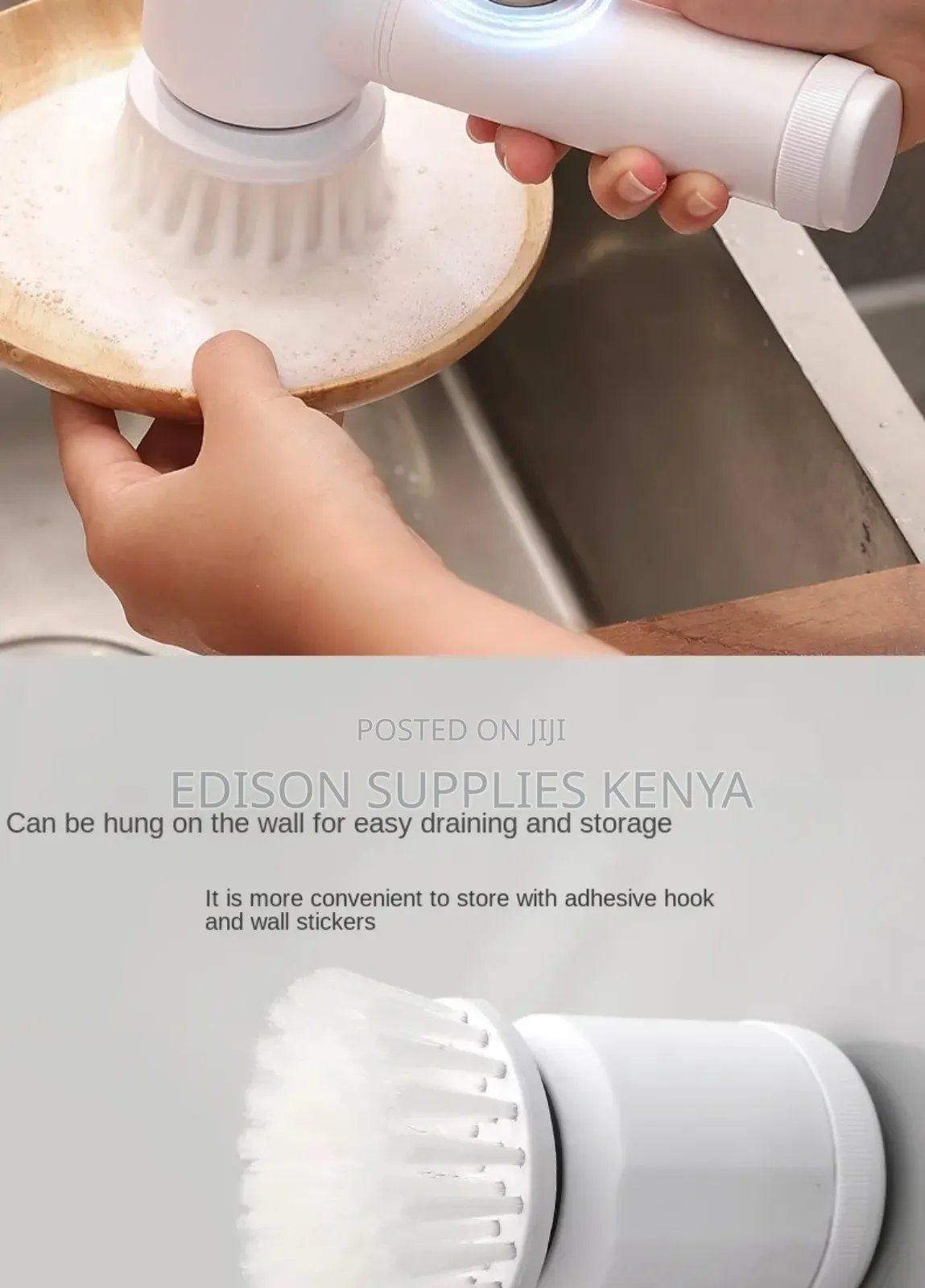 5 In1 Clean Spin Brush Usb Rechargeable for Kitchen Bathroom