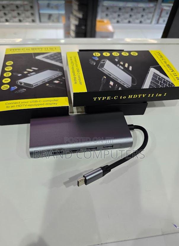 11 in 1 Type C to Hdmi +Usb3.0,Vga,Rj45tf,Sd Ports