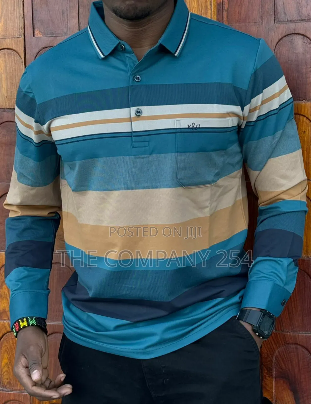 Quality Cotton Checked Longsleeved Collar Men Casual Tshirts
