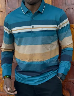 Quality Cotton Checked Longsleeved Collar Men Casual Tshirts