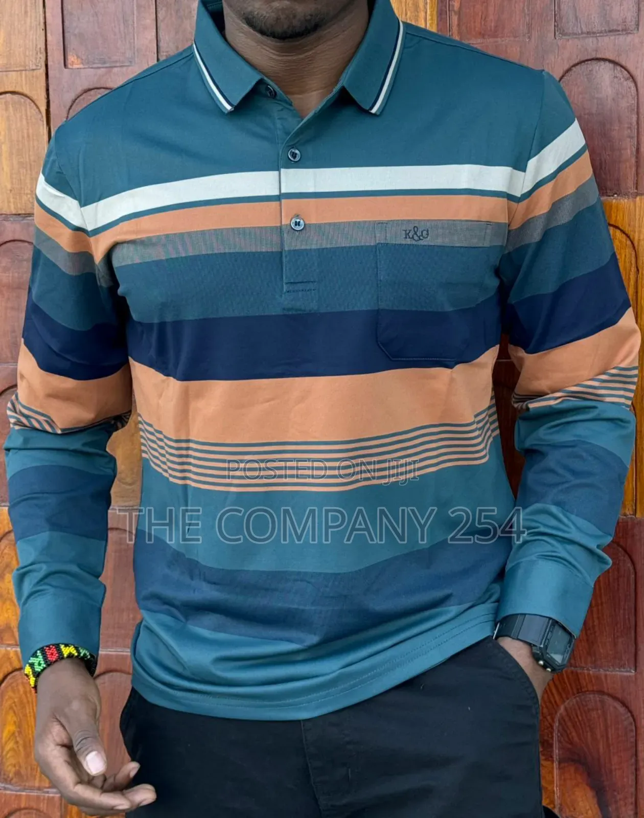 Quality Cotton Checked Longsleeved Collar Men Casual Tshirts