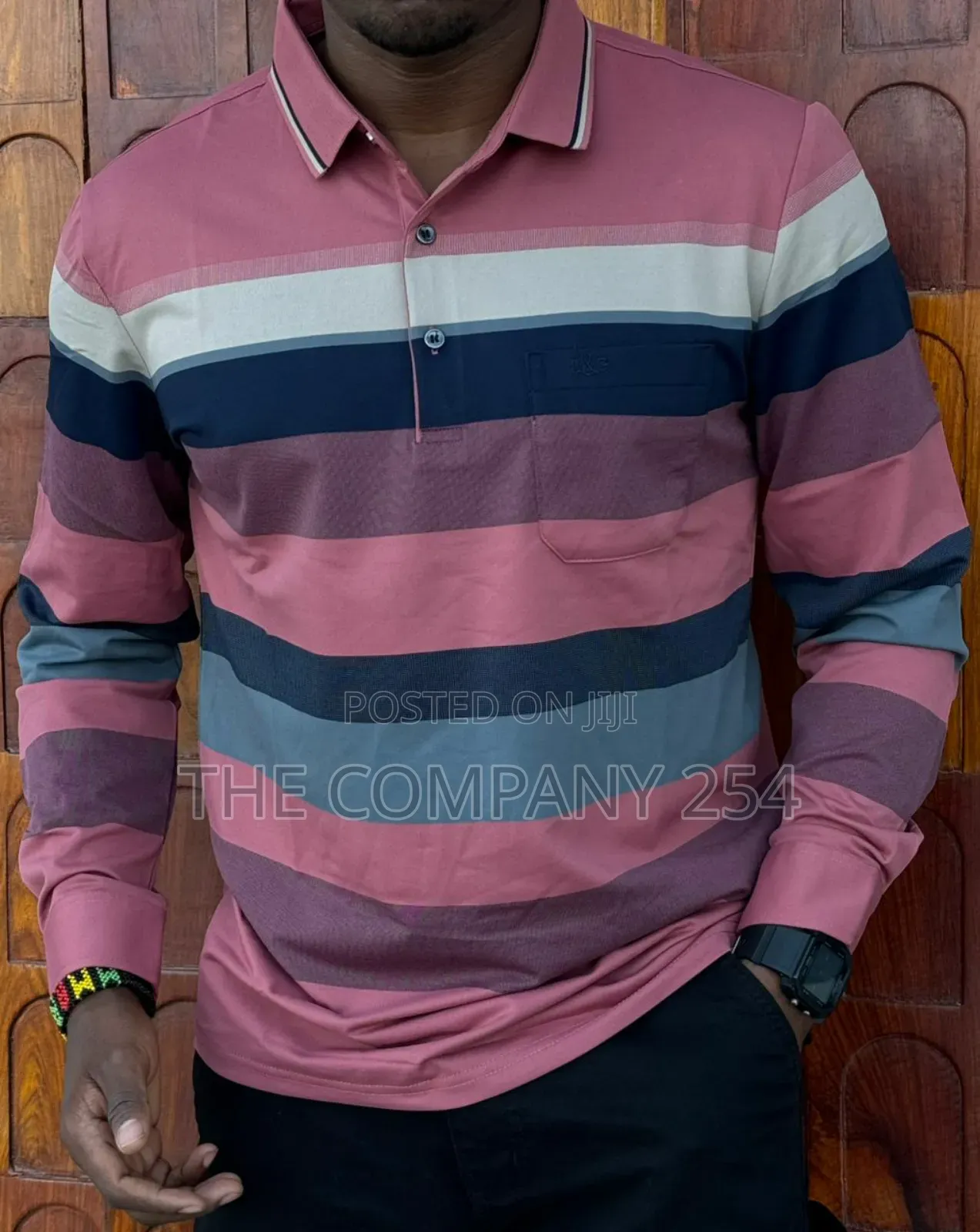 Quality Cotton Checked Longsleeved Collar Men Casual Tshirts