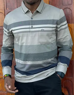 Quality Cotton Checked Longsleeved Collar Men Casual Tshirts