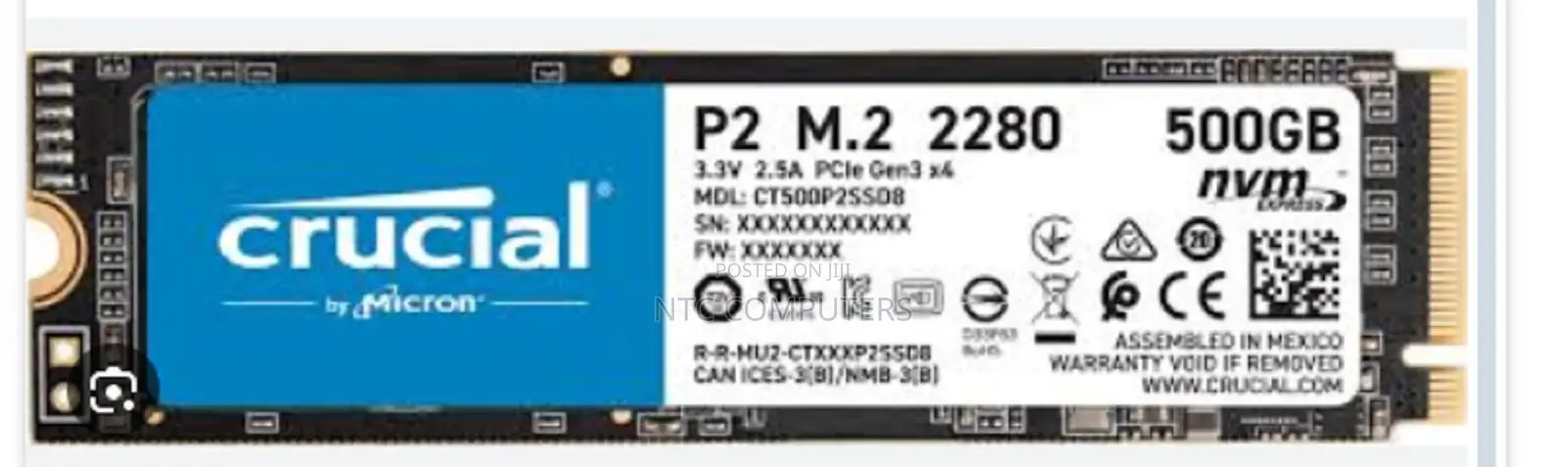 Crucial 500gb P2 3d Nand Nvme Pcie M.2 2280