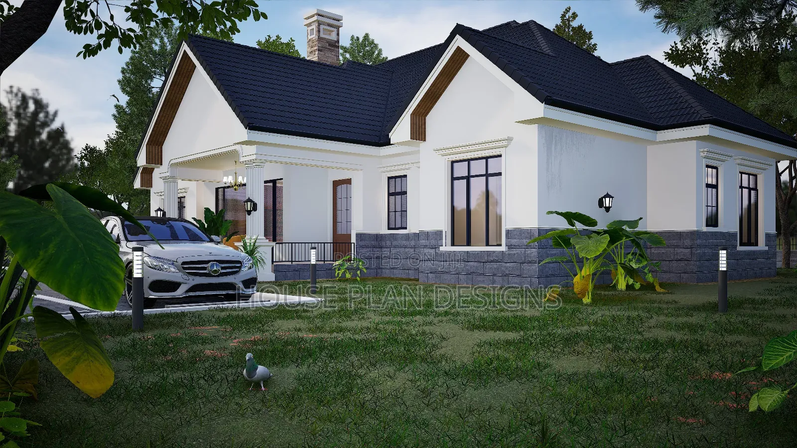 Affordable Four 4 Bedroom Bungalow House Plan Design