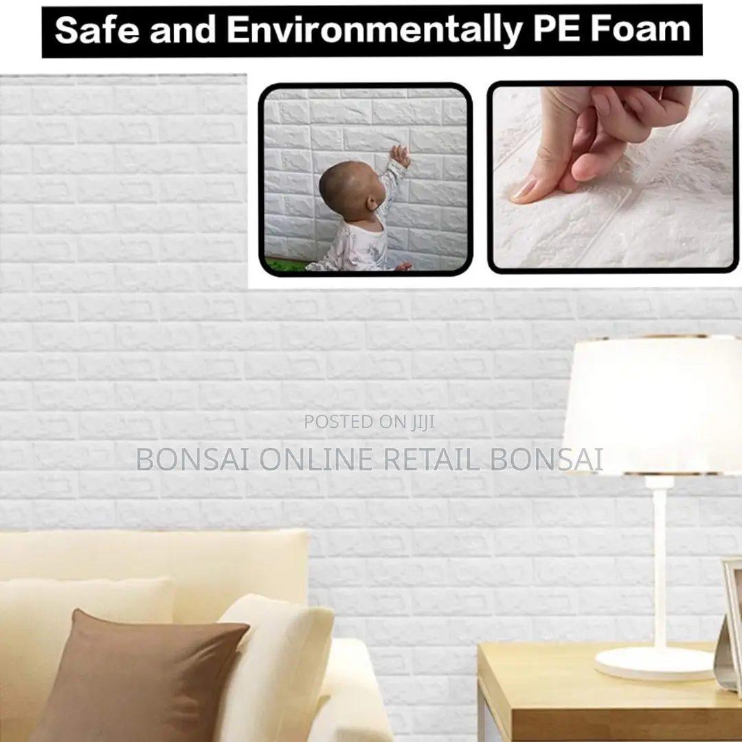 5 Pieces 3d Brick Pattern Foam Wall Stickers – Self-Adhesive