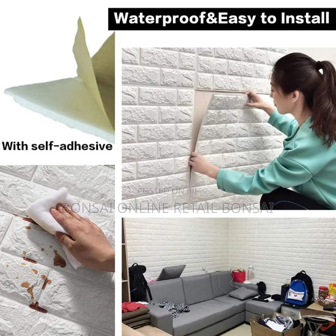 5 Pieces 3d Brick Pattern Foam Wall Stickers – Self-Adhesive