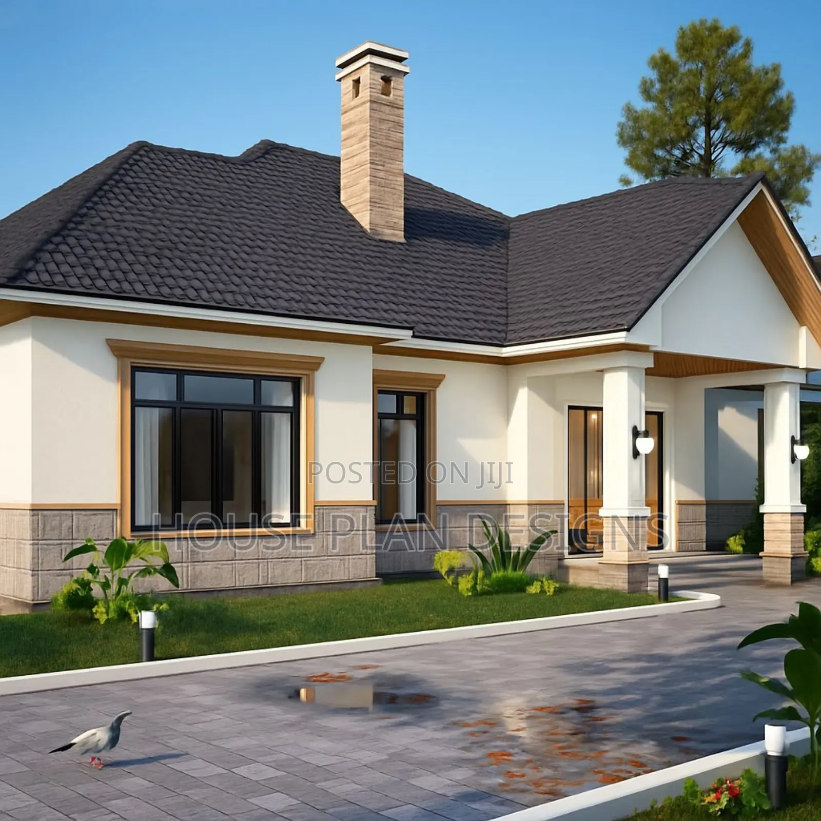 Affordable Four 4 Bedroom Bungalow House Plan Design