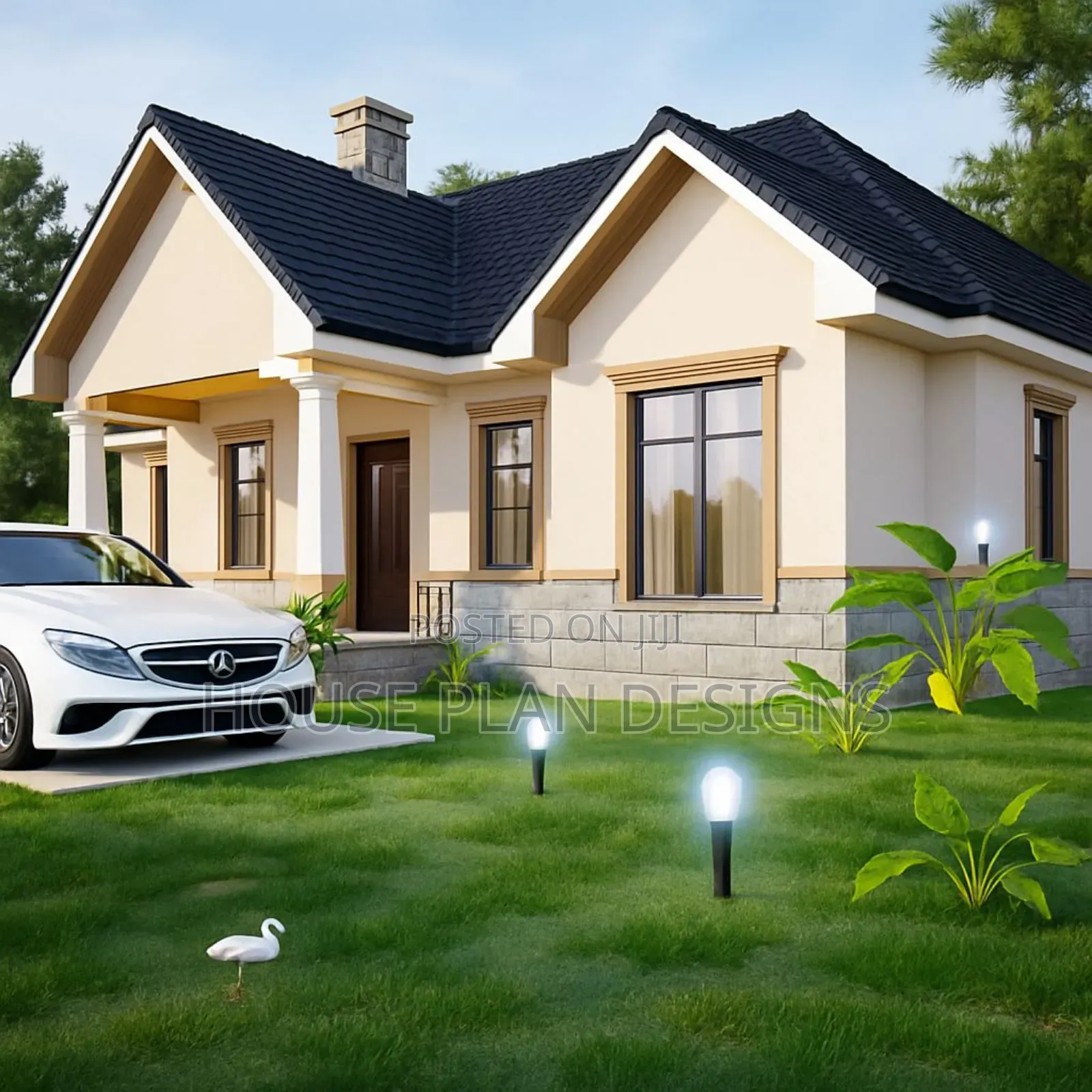 Affordable Four 4 Bedroom Bungalow House Plan Design