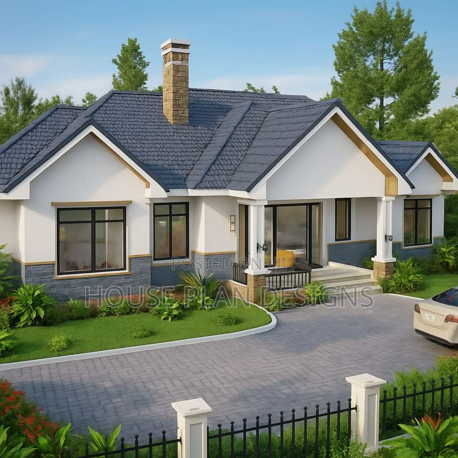 Affordable Four 4 Bedroom Bungalow House Plan Design