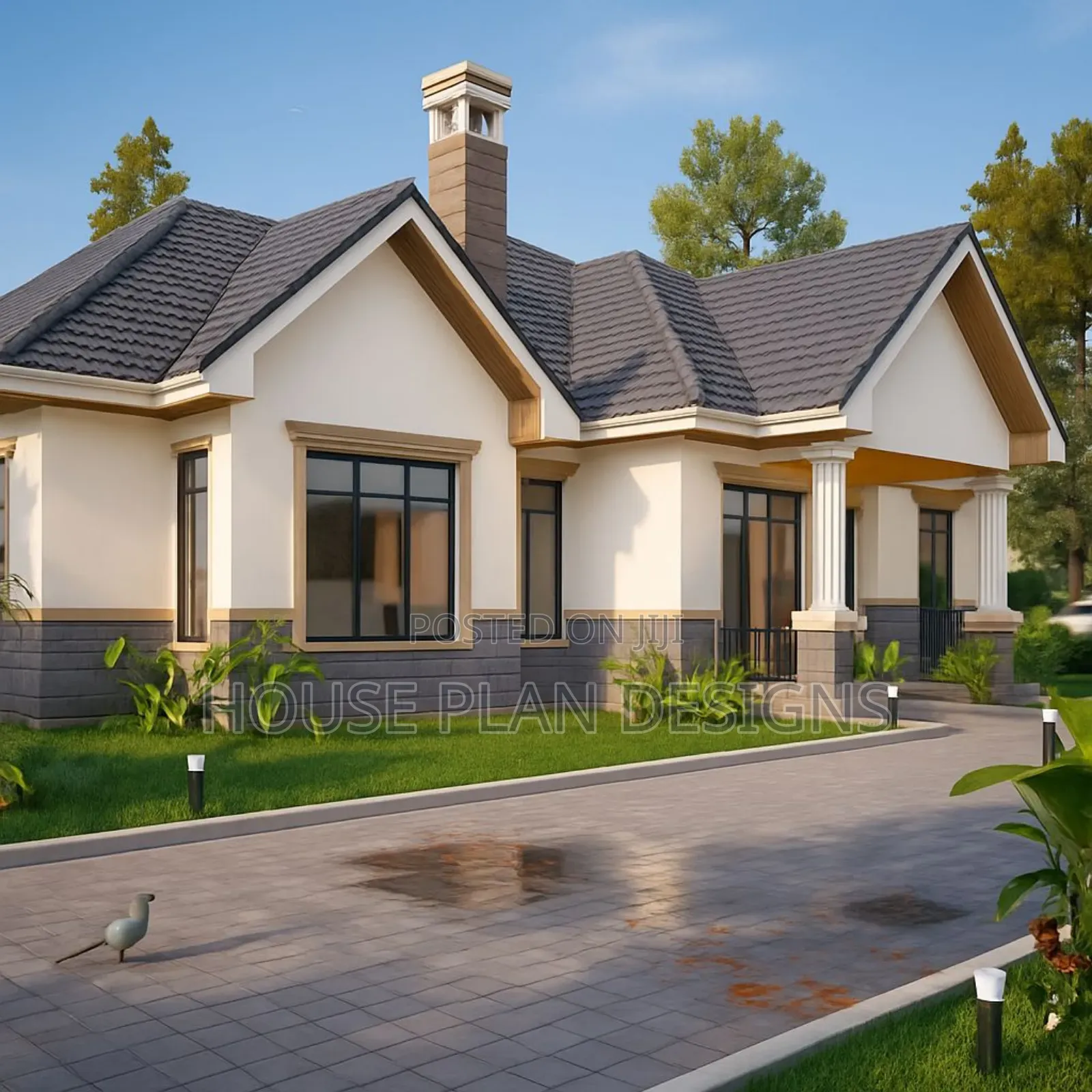 Affordable Four 4 Bedroom Bungalow House Plan Design