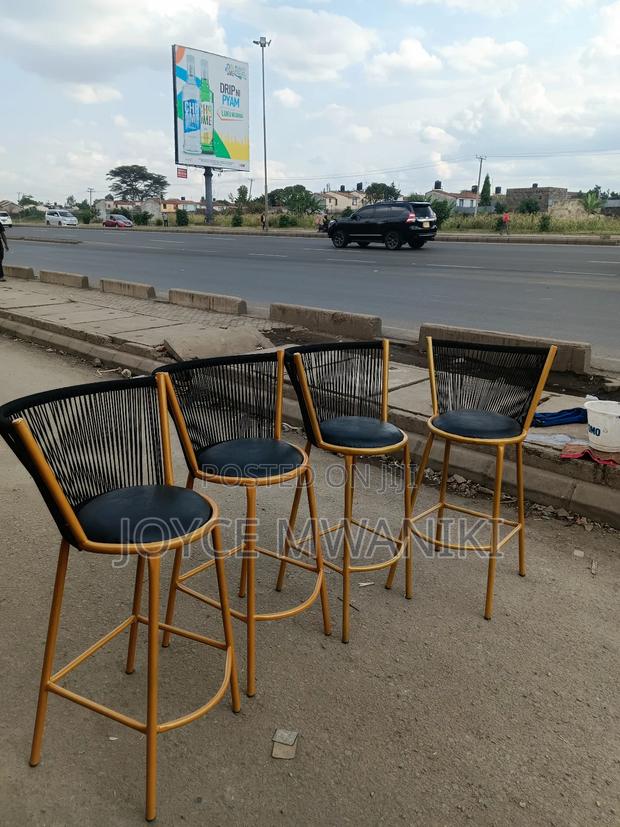 Wooven High Bar Chairs, Black and Gold  - thumbnail 2