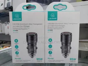 Usams 95w Aluminum Alloy Transparent A+C Mini Car Charger