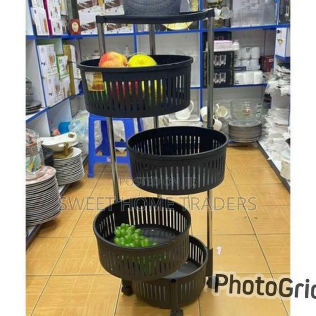 4tier Rotating Fruit Rack With Wheels
