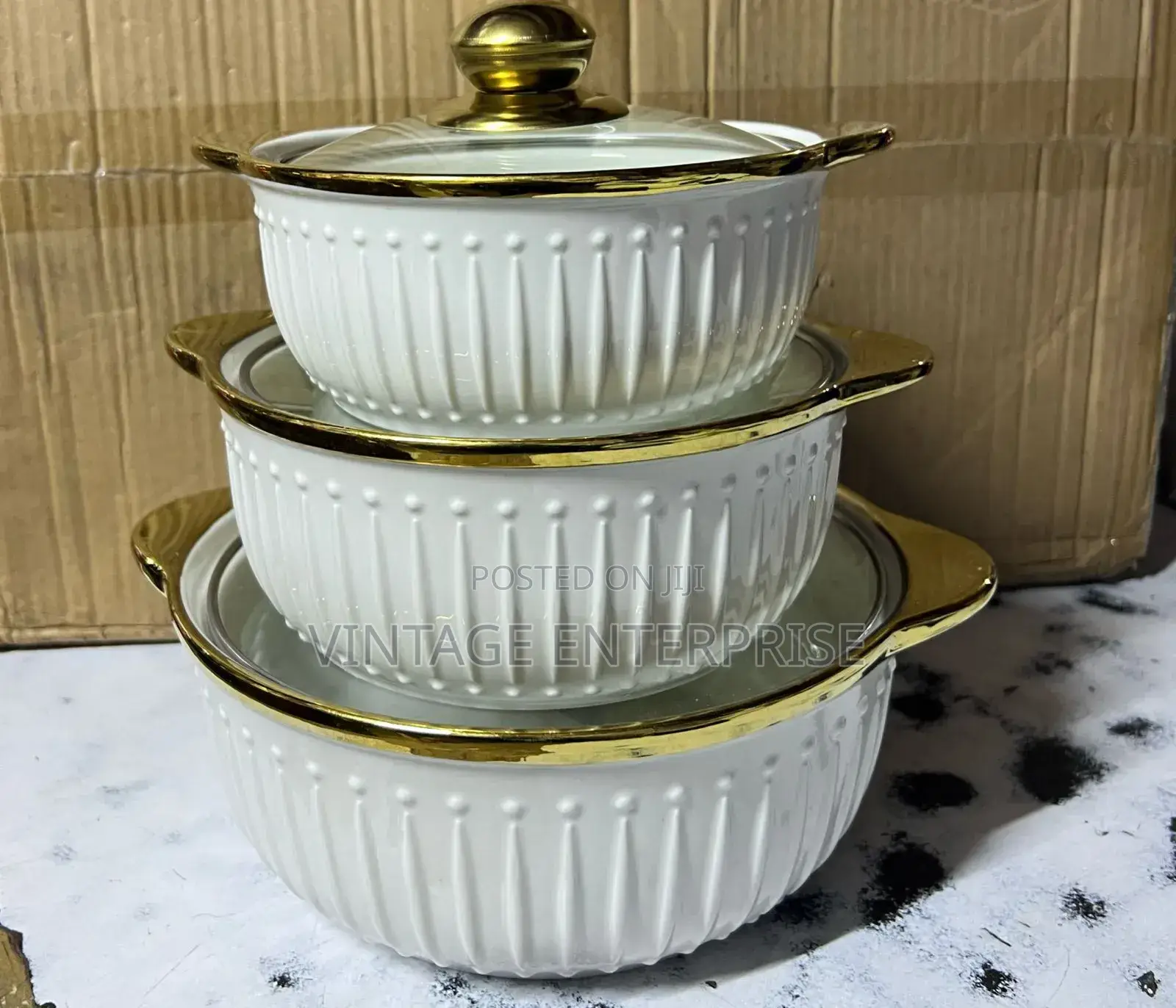 3pcs Ceramic Soup Pots