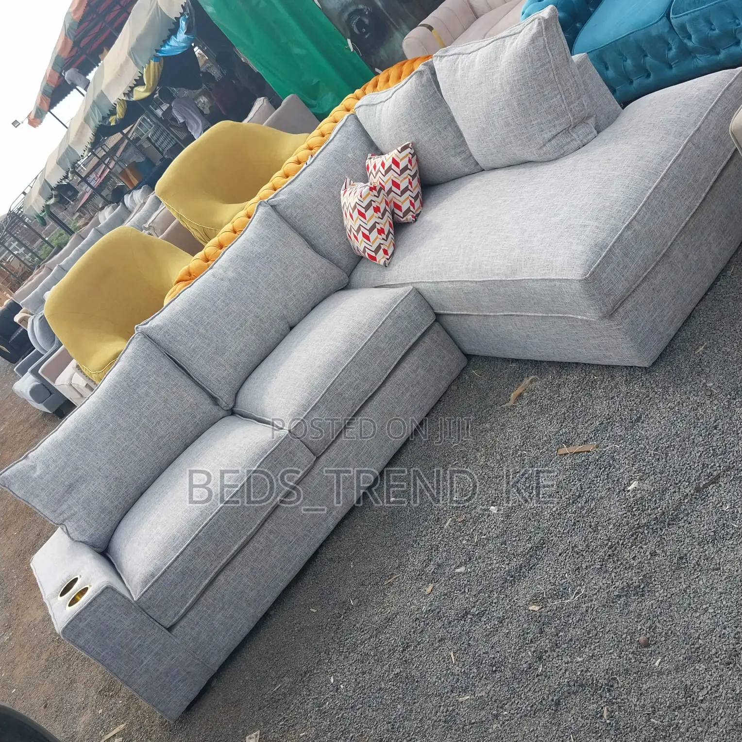 Timeless 6 Seater L Seat Sofa Set Design With Cupholders
