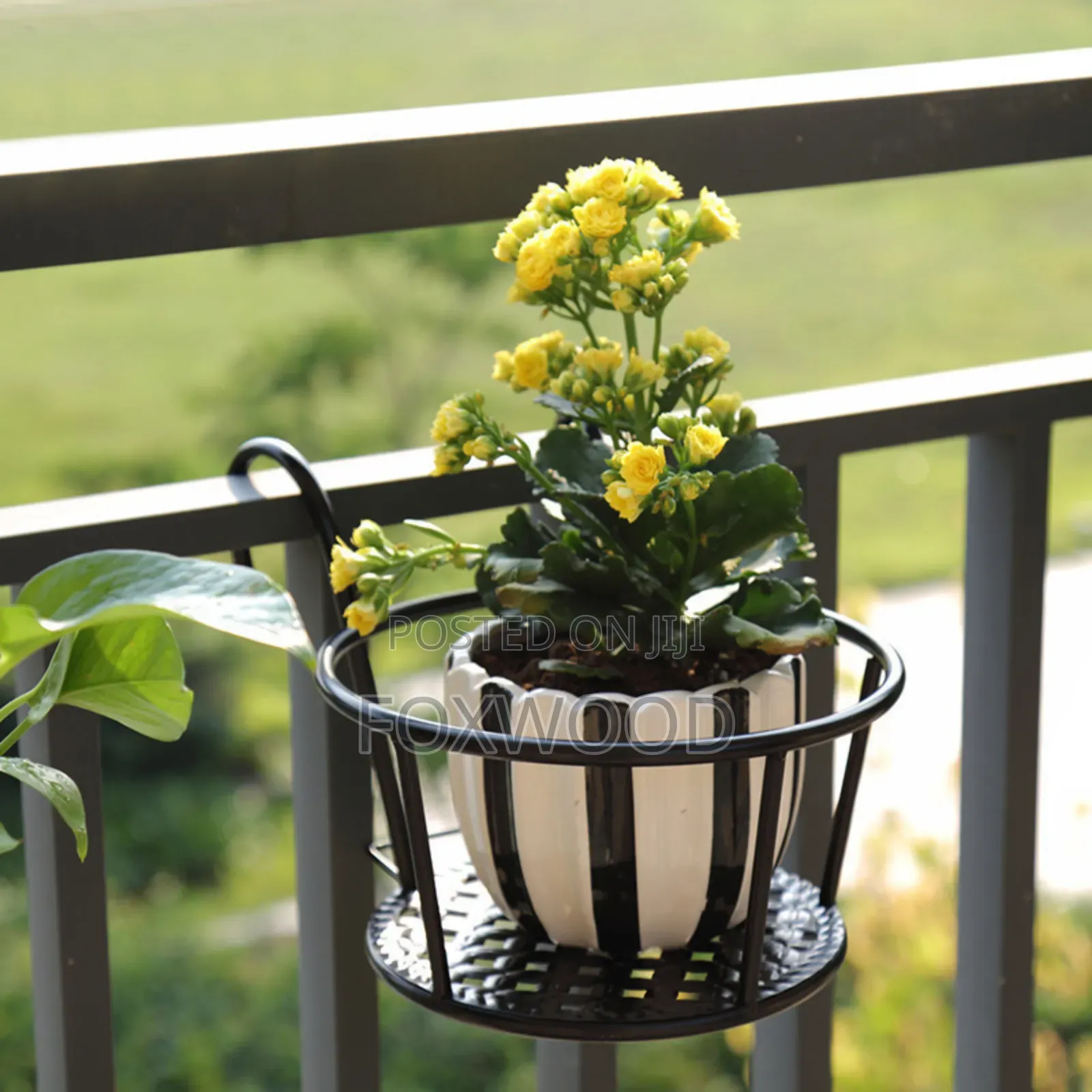 Metallic Over the Balcony Flower Pot Holder