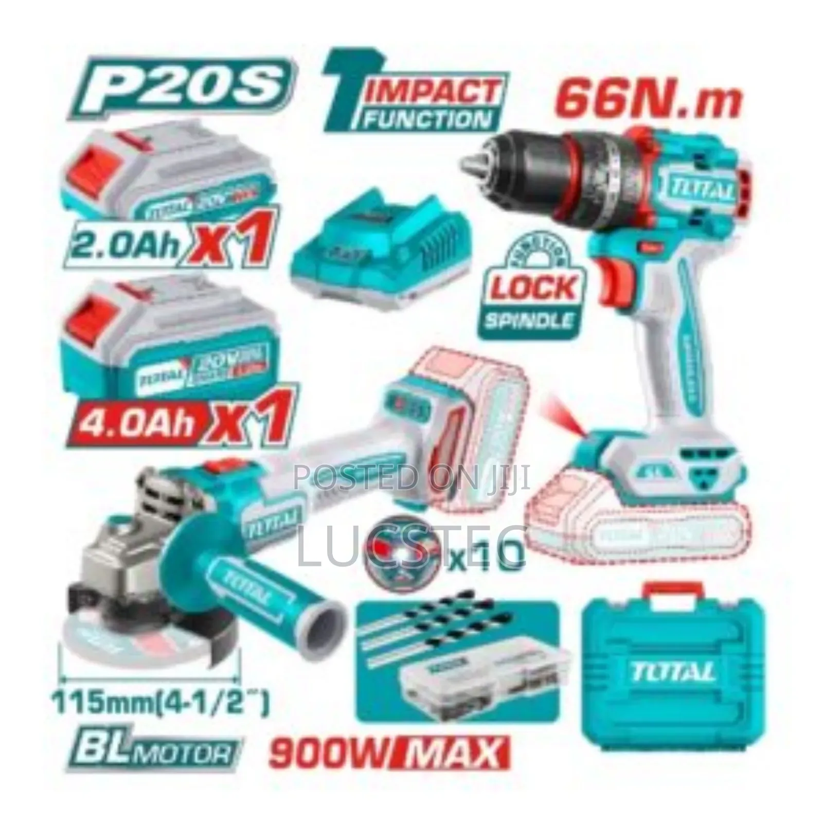 Total Cordless 2 Pcs Brushless Combo Kit