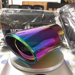 Universal Rainbow Exhaust Pipe Tip – Silver Chrome Finish - thumbnail 2