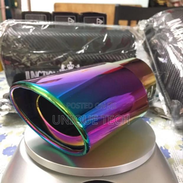 Universal Rainbow Exhaust Pipe Tip – Silver Chrome Finish - main view
