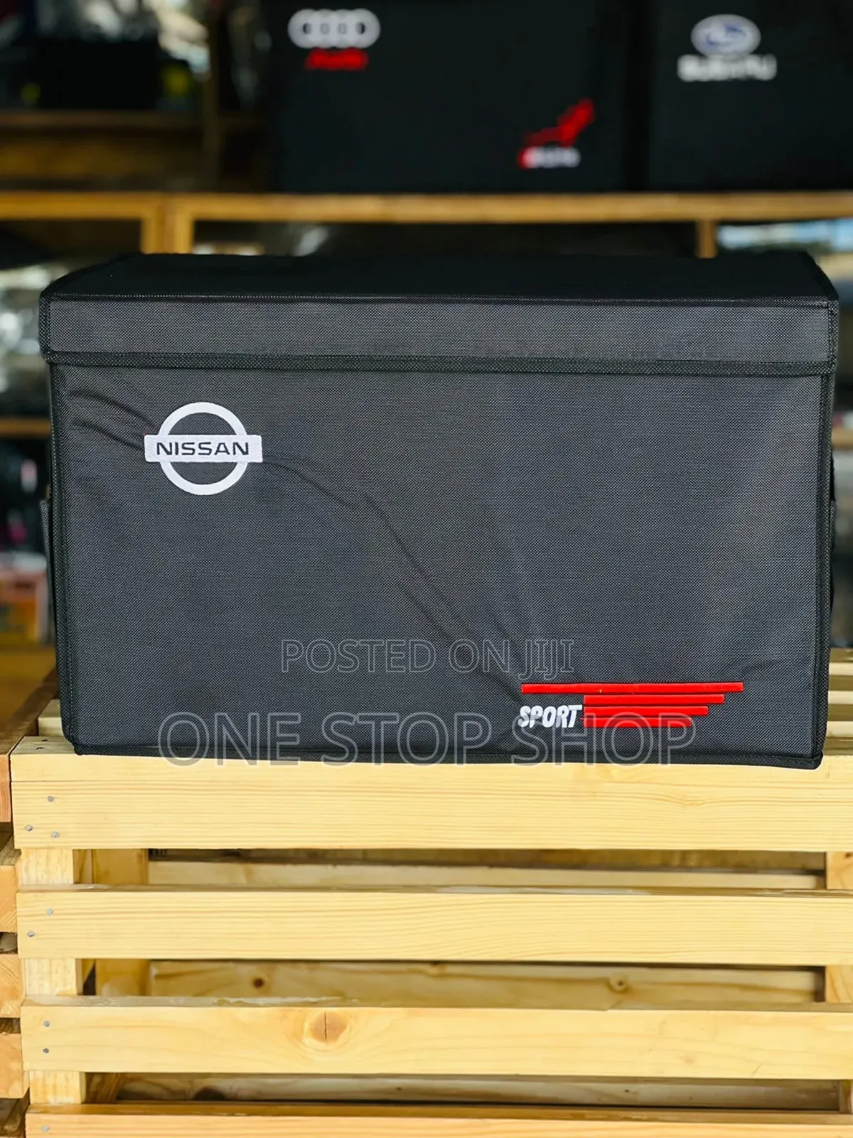 Black Foldable Car Boot Organizer With Nissan Logo