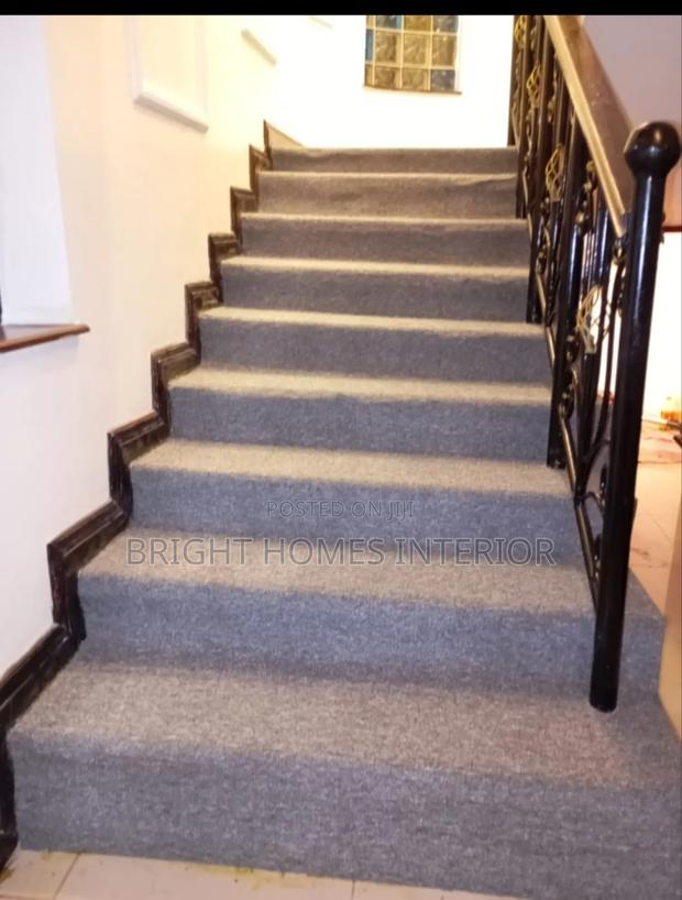 Light Grey House Stair Case Floor Carpet Installed - main view