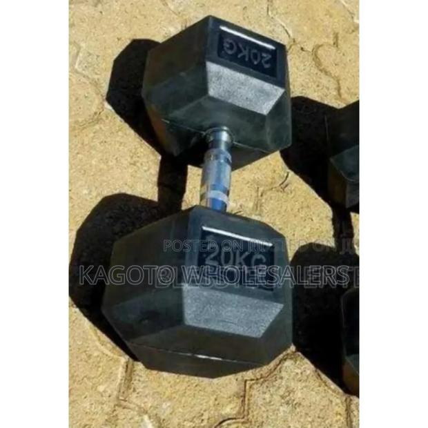 Black at 20kgs Hexagon Dumbells