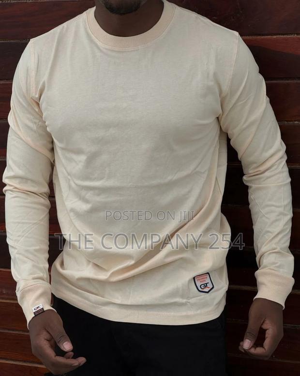 Quality Cotton Long-Sleeved Round Neck Plain T-Shirt - thumbnail 2