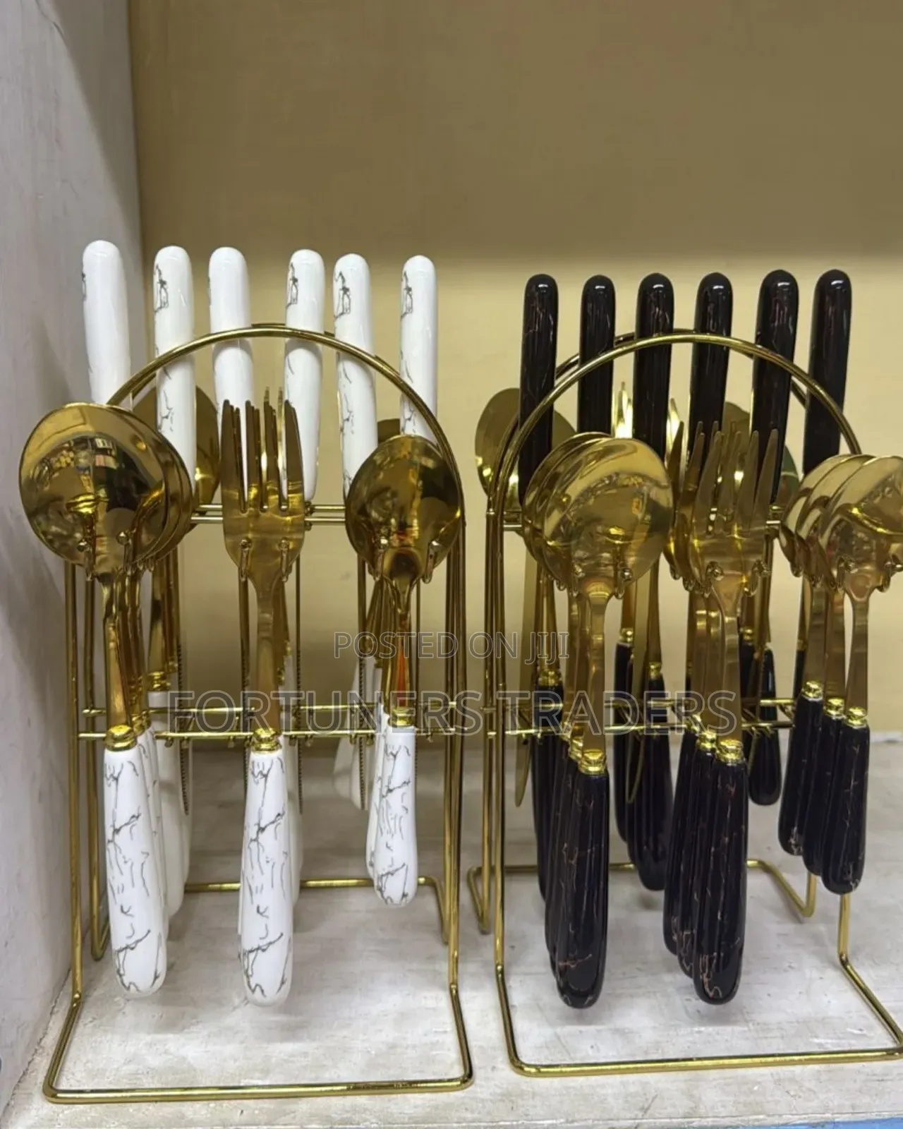 24pcs Golden Marble Cutlery Set