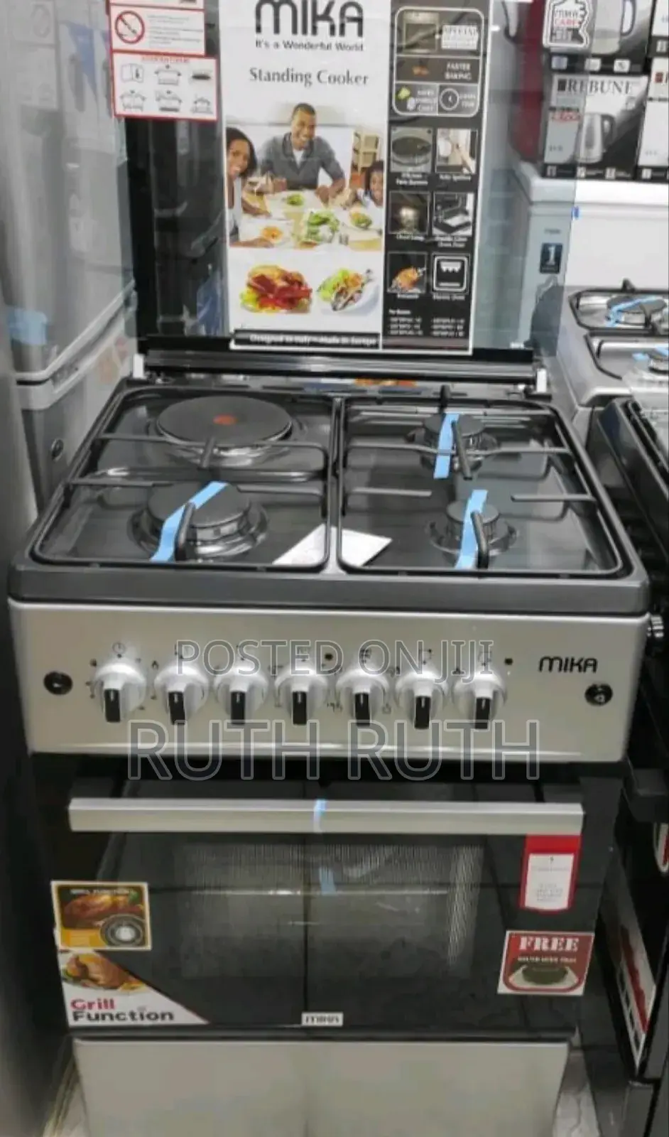 Mika 60x60 3-Gas 1 Electric Cooker