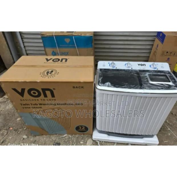White - Von 8kgs Washing Machine. Electric Wash and Spin