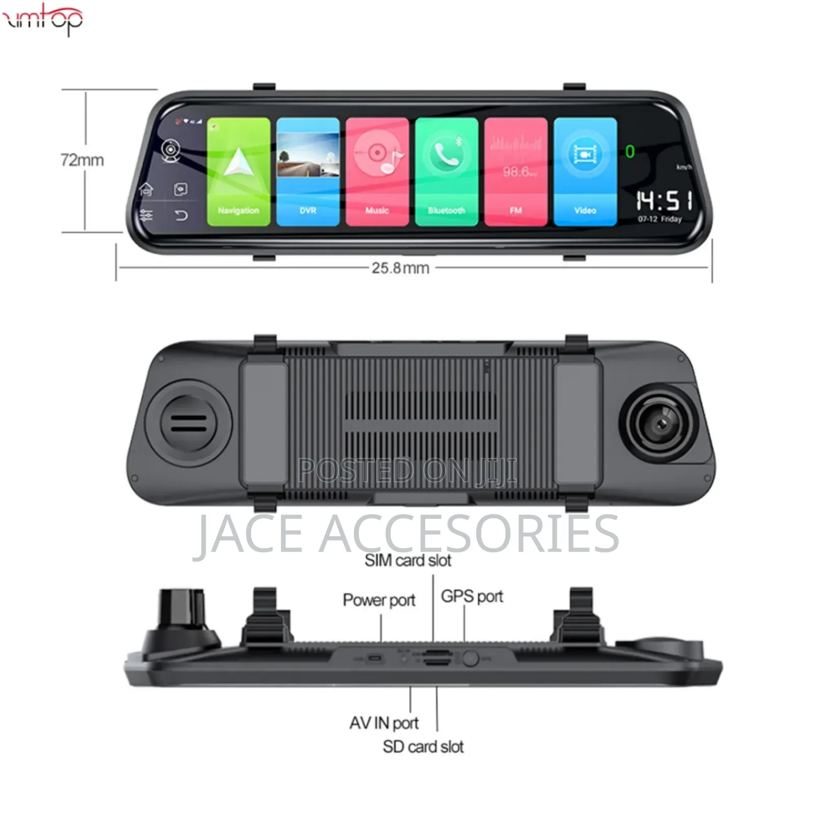 Android 10.1 Inch Touchscreen Dashcam Recorder