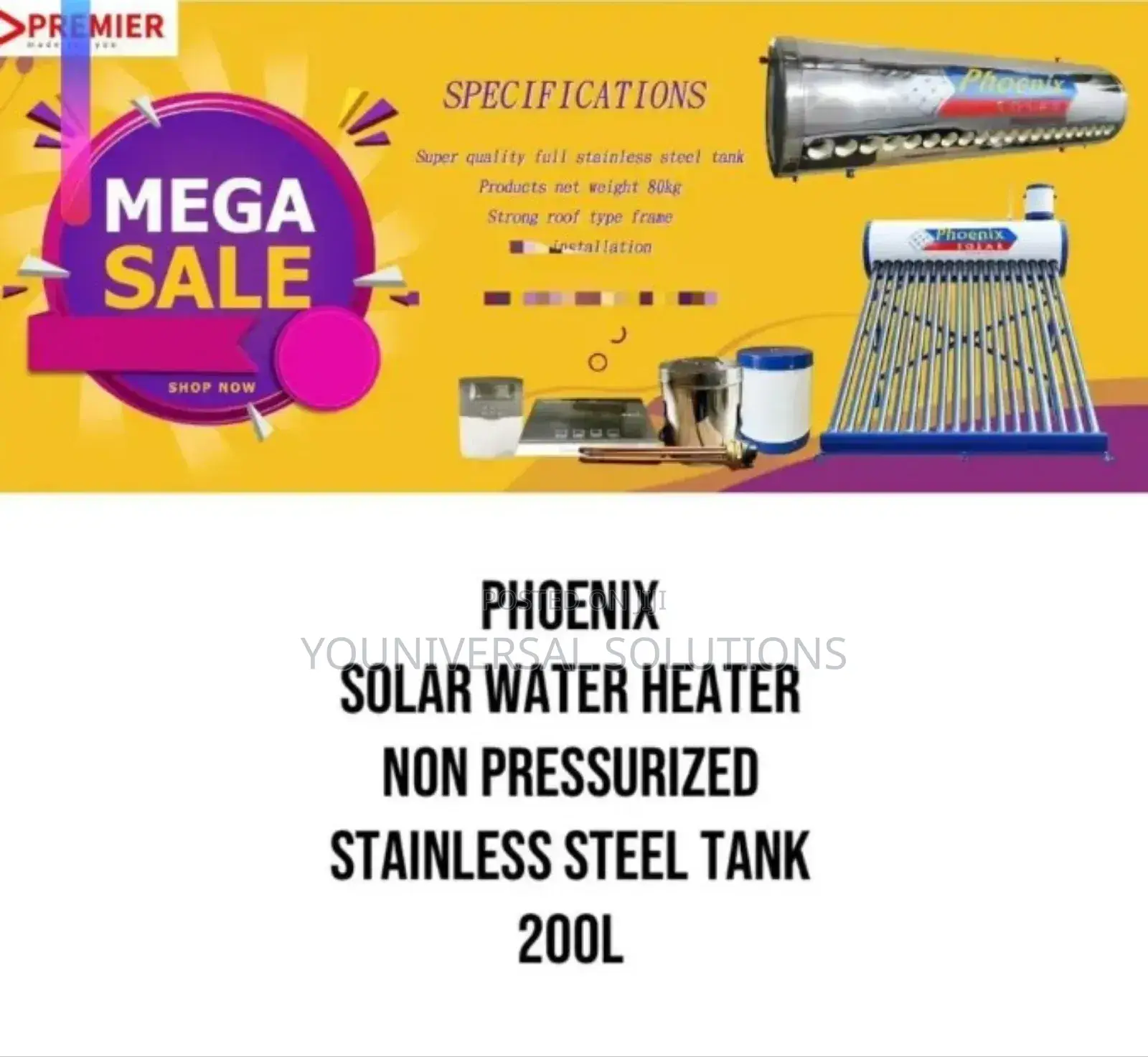 Solar Water Heater Non Pressurised