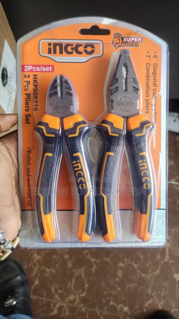 Pliers Set 2pcs Ingco Combination Pliers 7" Diagonal Cutting Premium - main view
