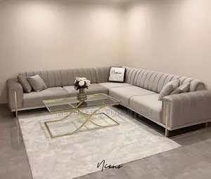 Beige 7 Seater L Shaped Sofa
