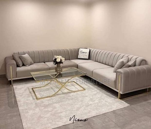 Beige 7 Seater L Shaped Sofa