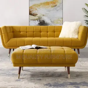 Yellow 3 Seater Modern Sofa With an Ottoman